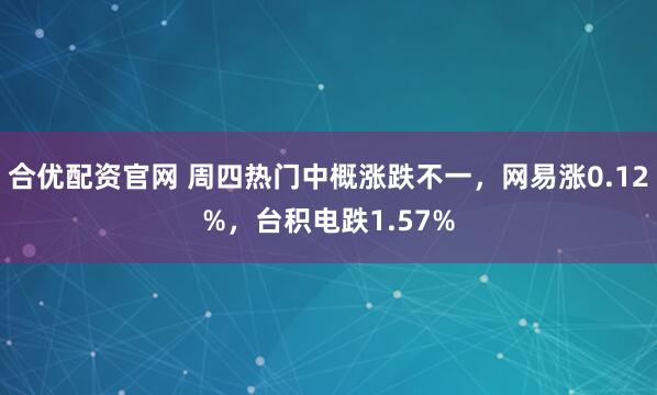 合优配资官网 周四热门中概涨跌不一，网易涨0.12%，台积电跌1.57%
