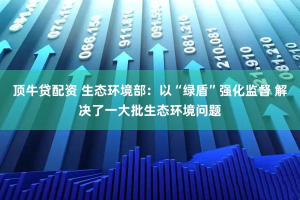 顶牛贷配资 生态环境部：以“绿盾”强化监督 解决了一大批生态环境问题